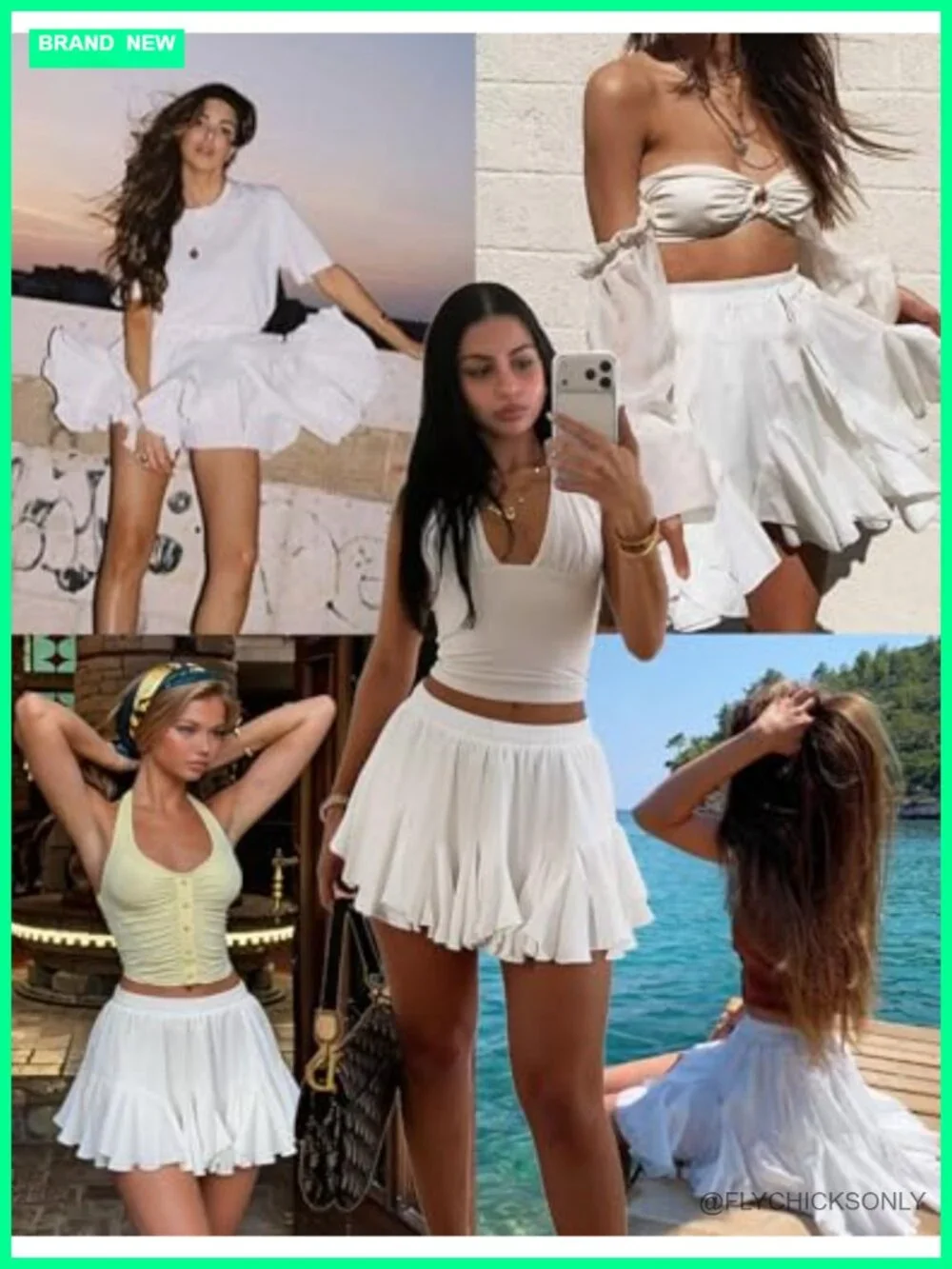 Women's Pleated Skirt Boho Ruffle Flowy Mini High Waisted Flared Skater